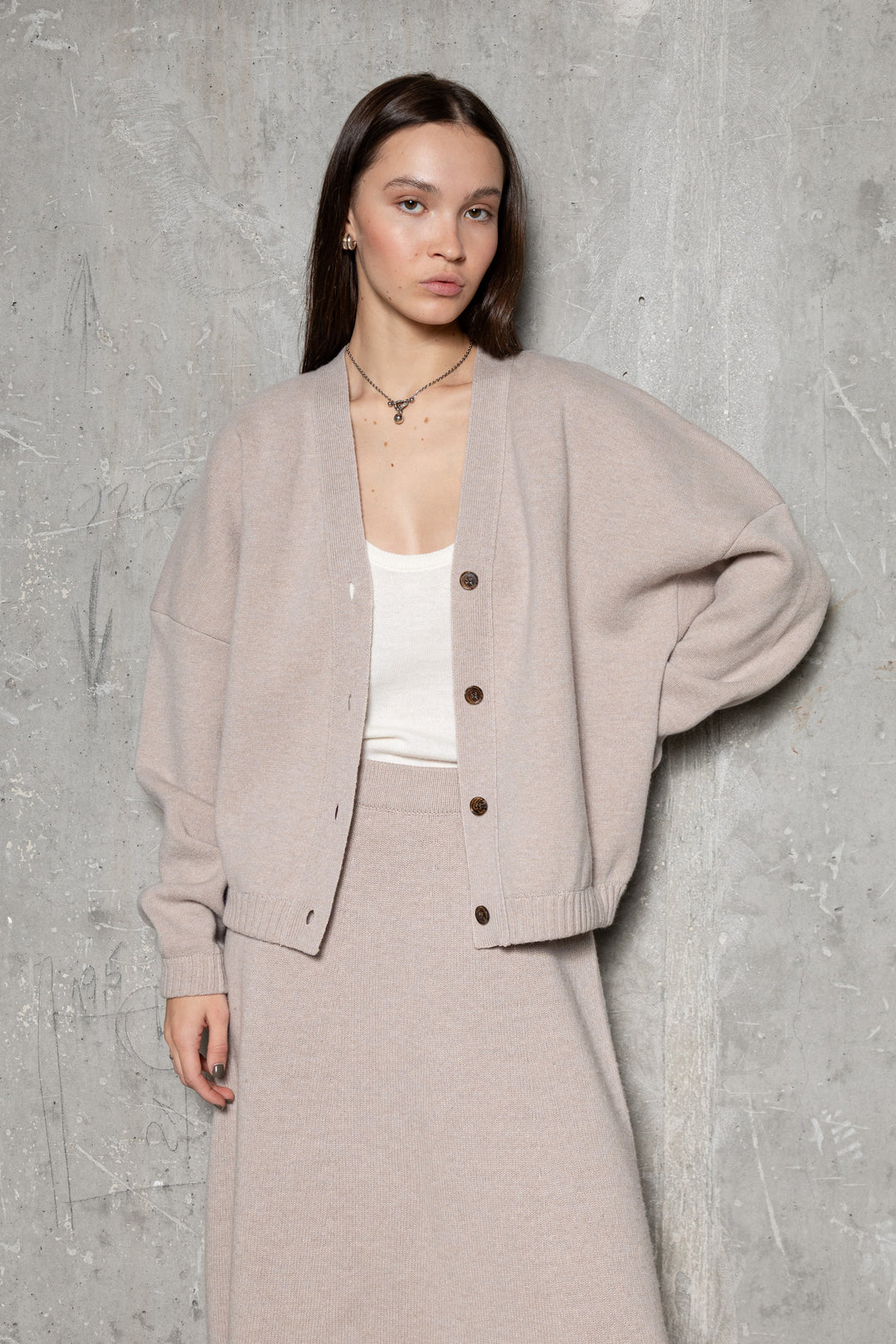 POWDER CASHMERE-MERINO WOOL LONG BOMBER JACKET