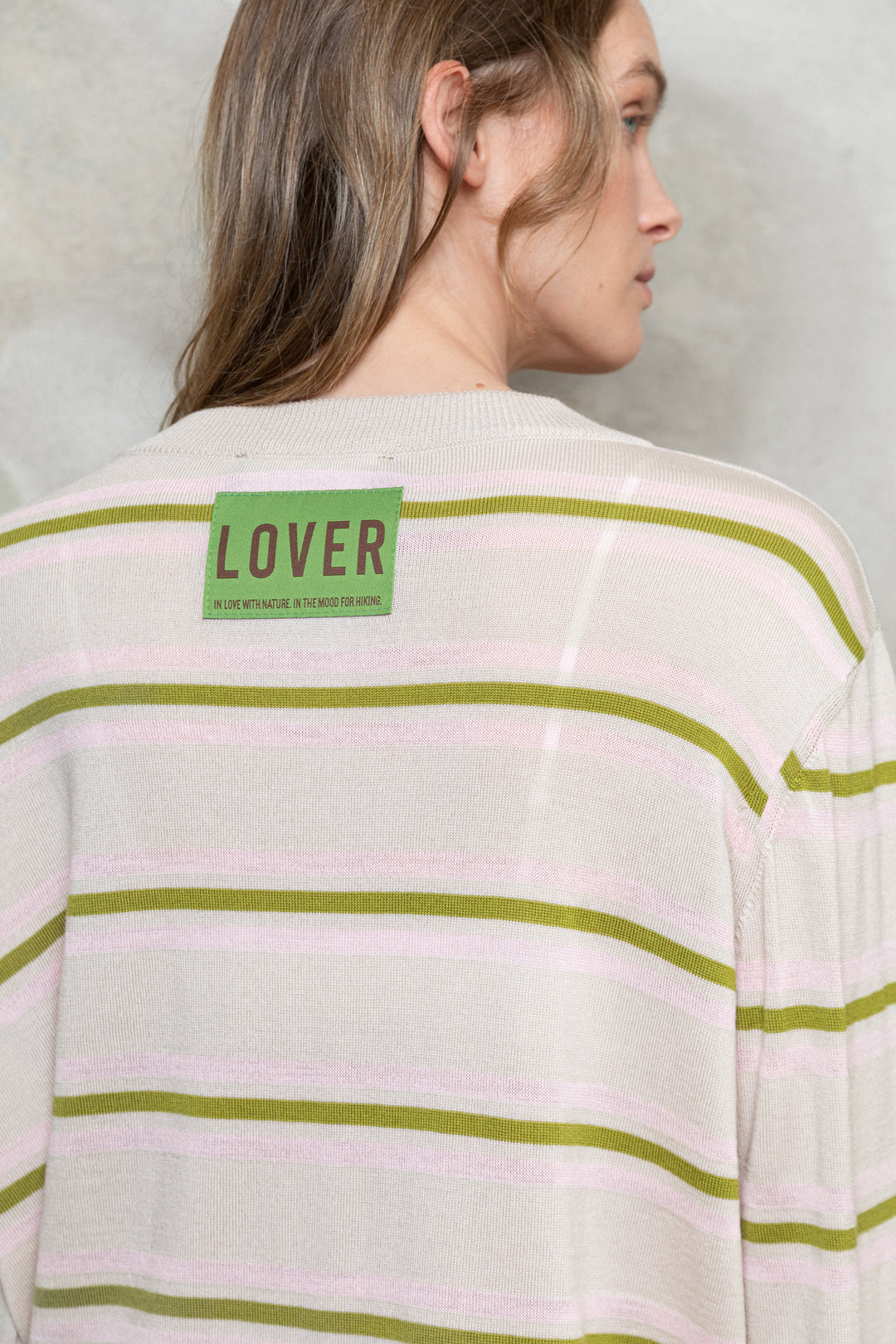 POWDER/LIME GREEN/SOFT PINK CASHMERE-MERINO WOOL SHIRT