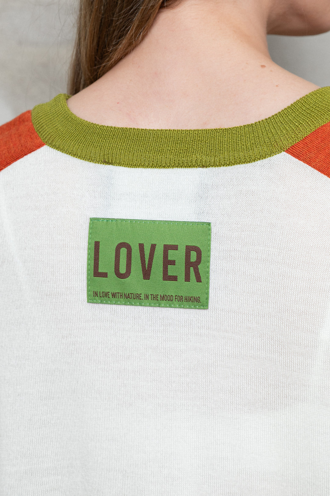 PEARL EXTRA FINE MERINO WOOL SHIRT WITH RED ORANGE SLEEVES