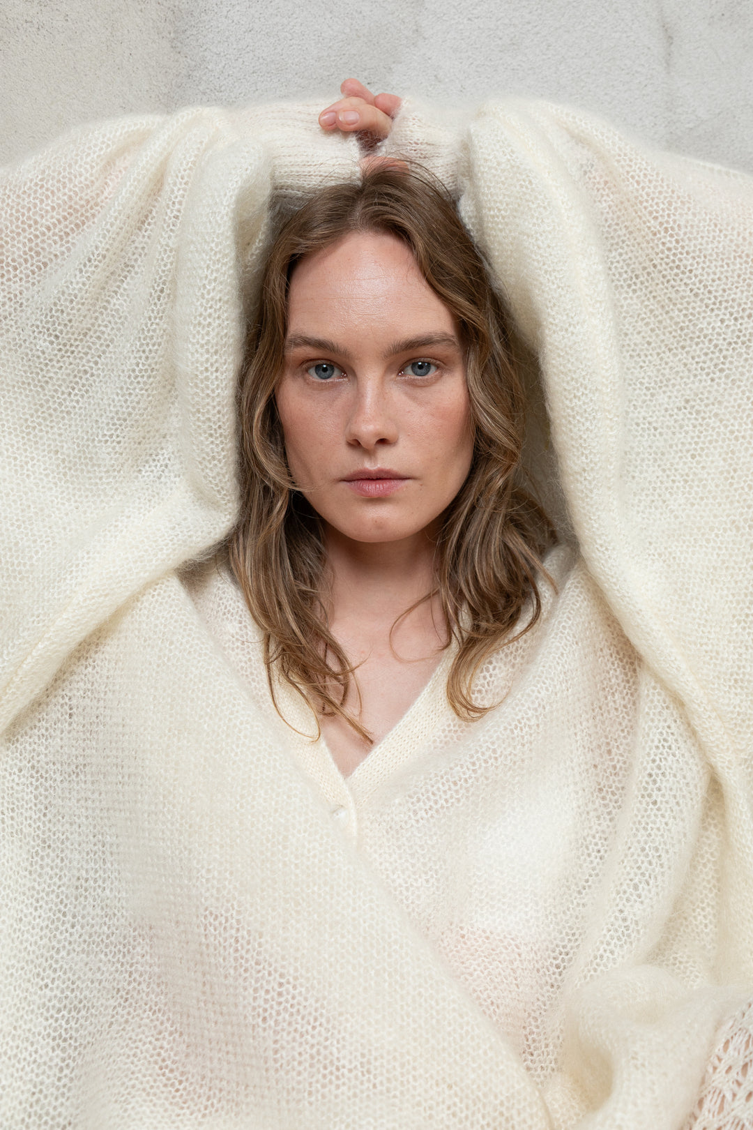 PEARL MOHAIR AND SILK CARDIGAN