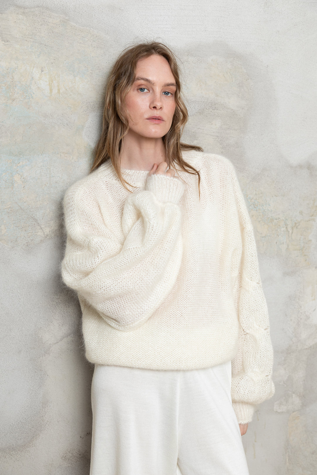 PEARL MOHAIR AND SILK SWEATER