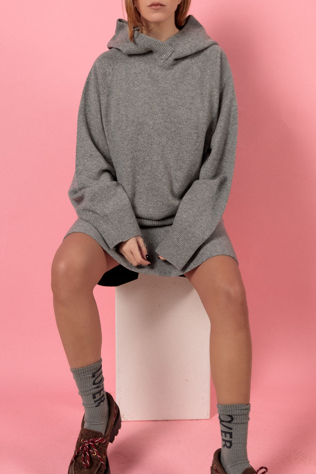 LIGHT GREY LAMBSWOOL HOODIE