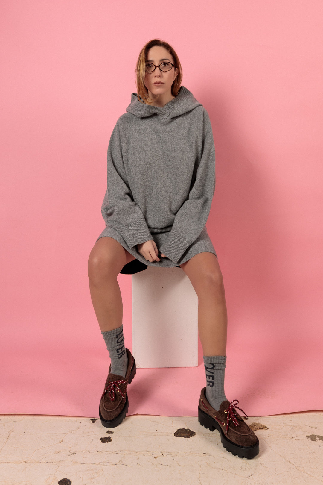 LIGHT GREY LAMBSWOOL HOODIE