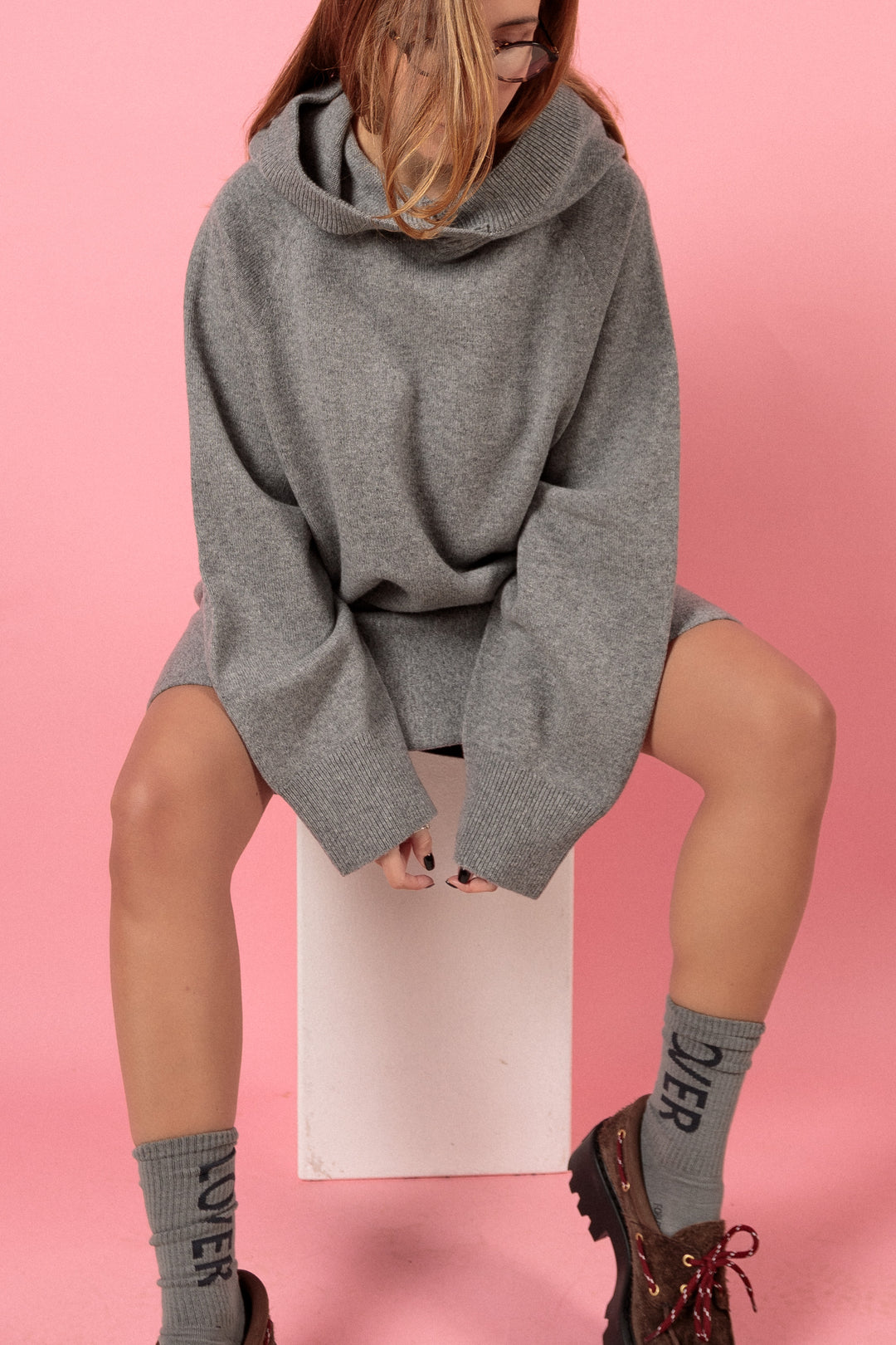 LIGHT GREY LAMBSWOOL HOODIE