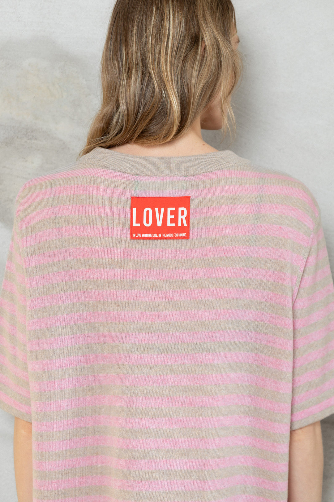 POWDER/SOFT PINK CASHMERE-MERINO WOOL T-SHIRT