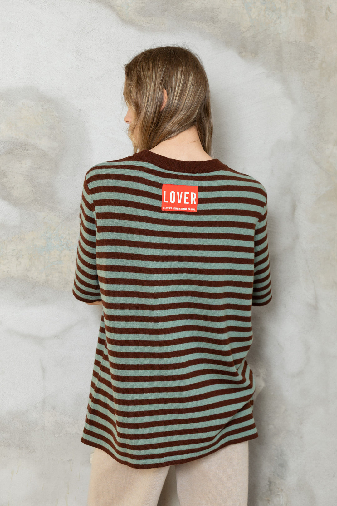 CHOCOLATE/SEA GREEN LAMBSWOOL T-SHIRT