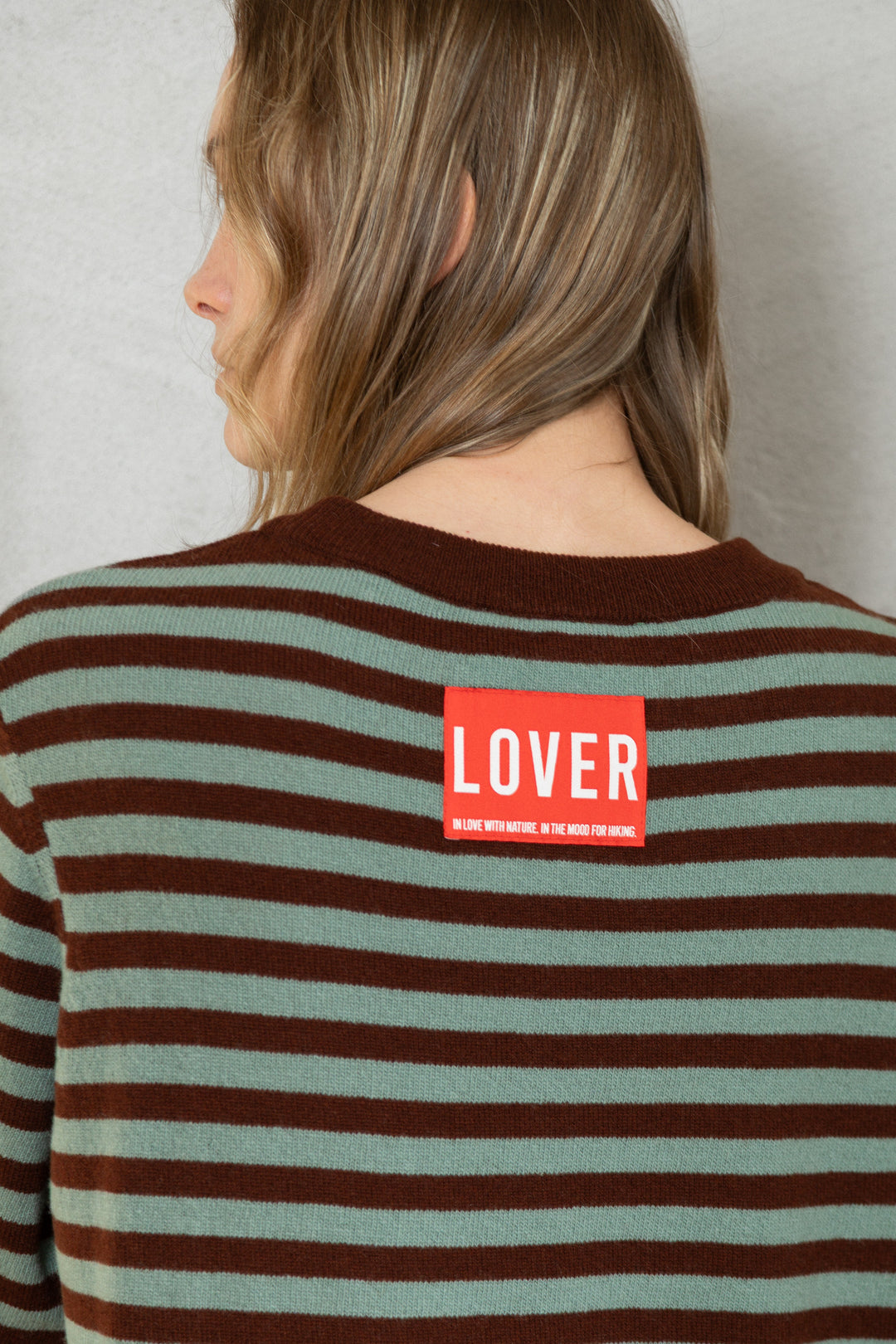 CHOCOLATE/SEA GREEN LAMBSWOOL T-SHIRT