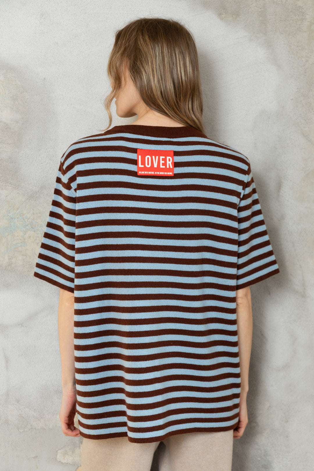 CHOCOLATE/CLOUD BLUE LAMBSWOOL T-SHIRT