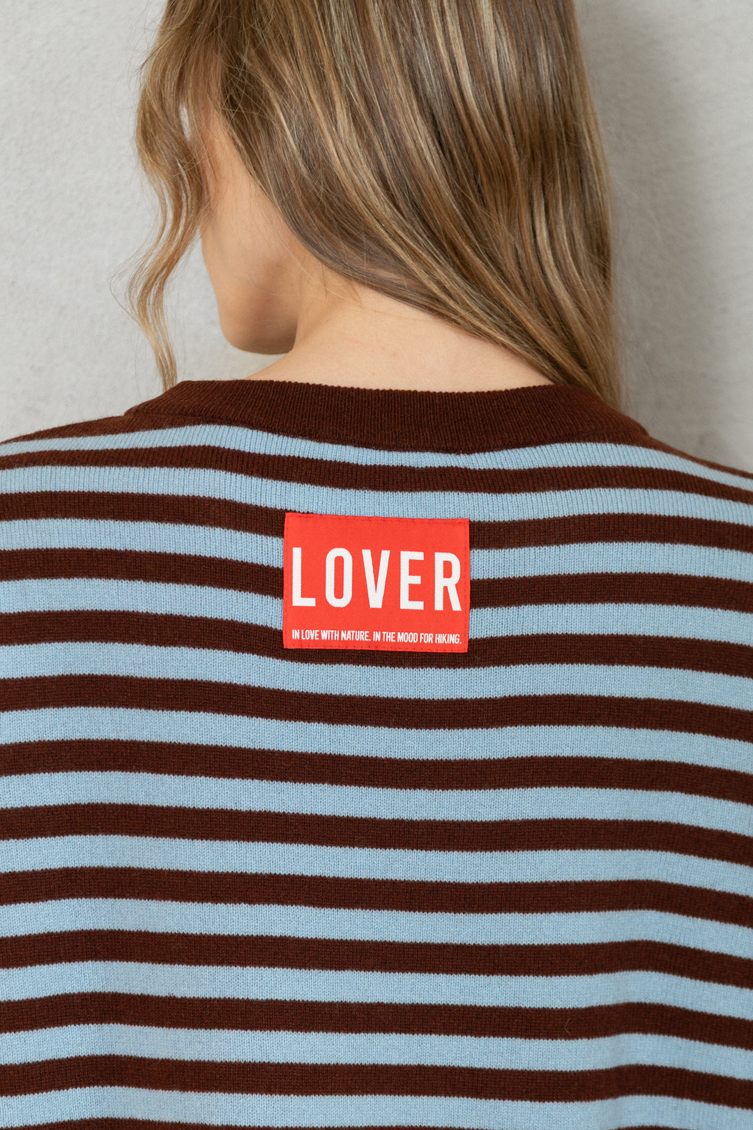 CHOCOLATE/CLOUD BLUE LAMBSWOOL T-SHIRT