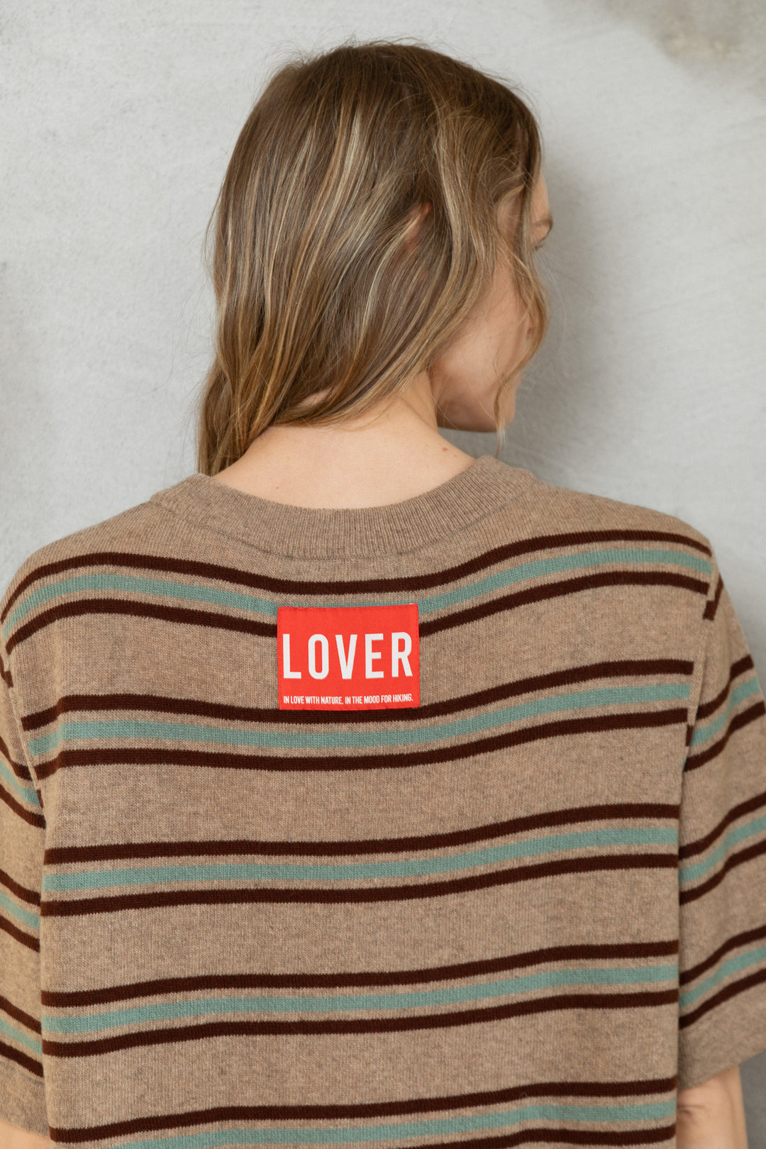 SAND/SEA GREEN/CHOCOLATE LAMBSWOOL T-SHIRT