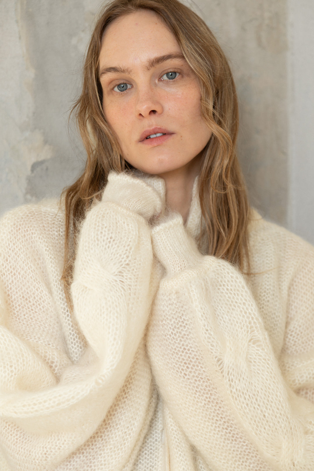 PEARL MOHAIR AND SILK BUTTON DOWN CARDIGAN