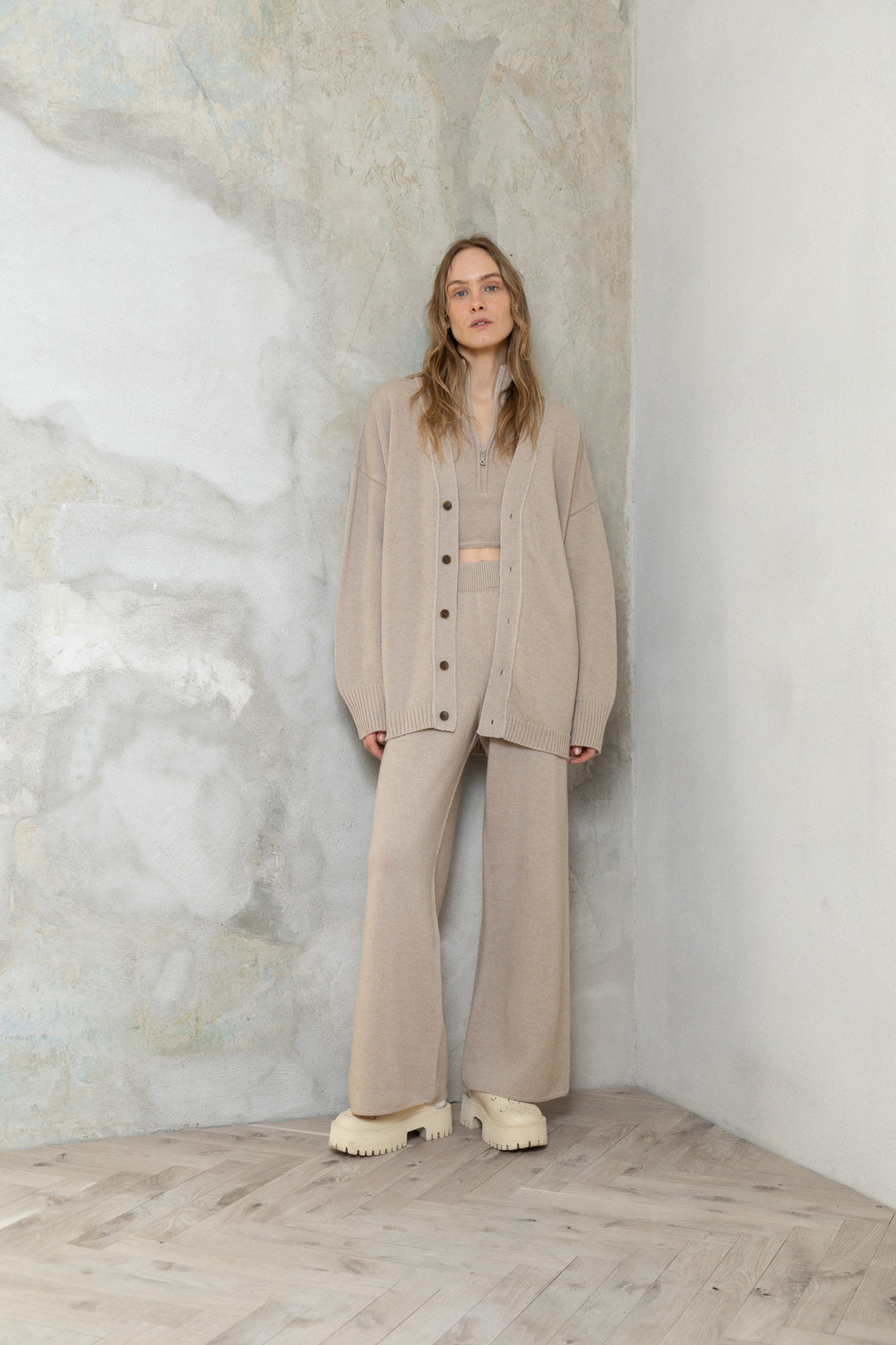 POWDER CASHMERE-MERINO WOOL CARDIGAN