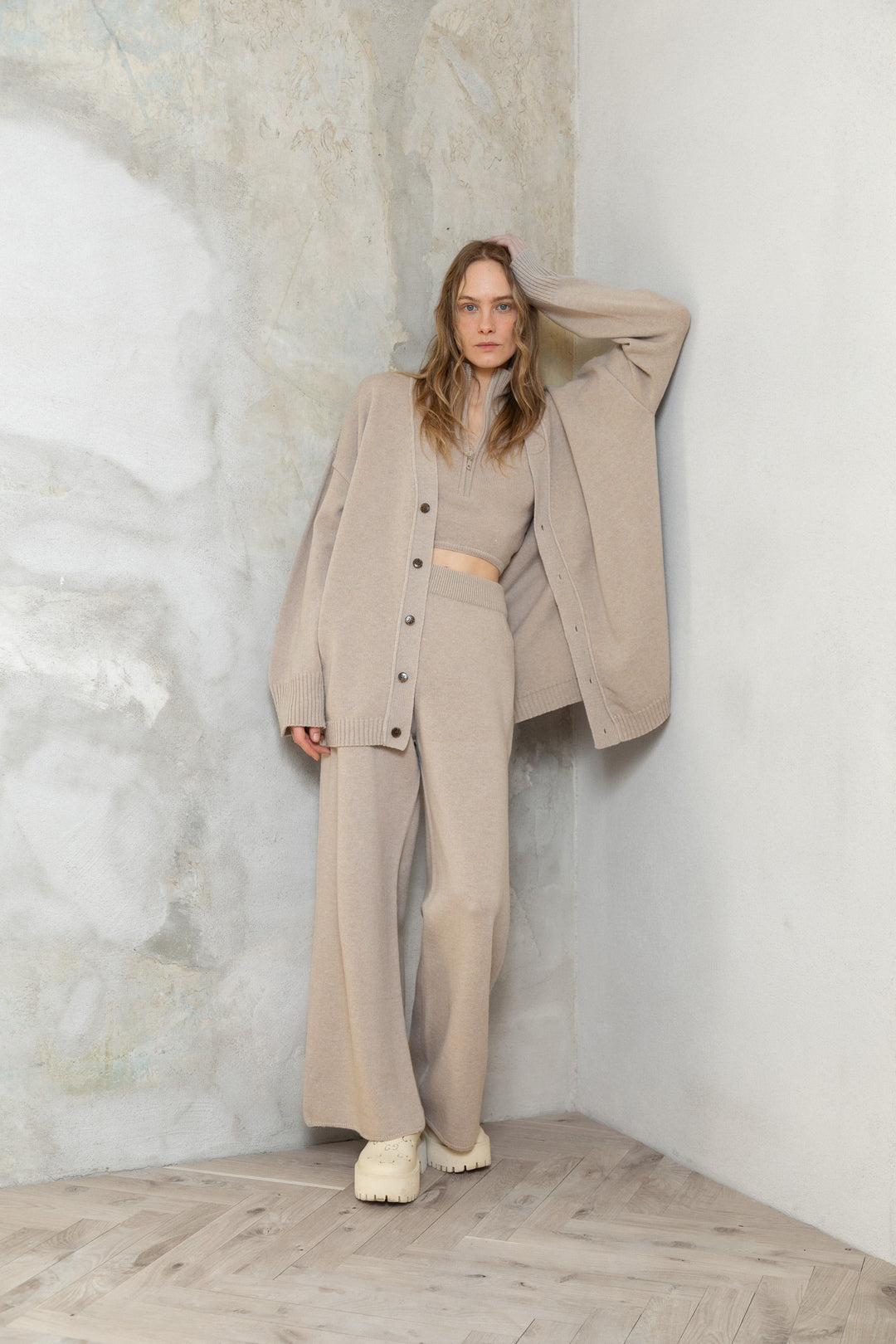 POWDER CASHMERE-MERINO WOOL TROUSERS