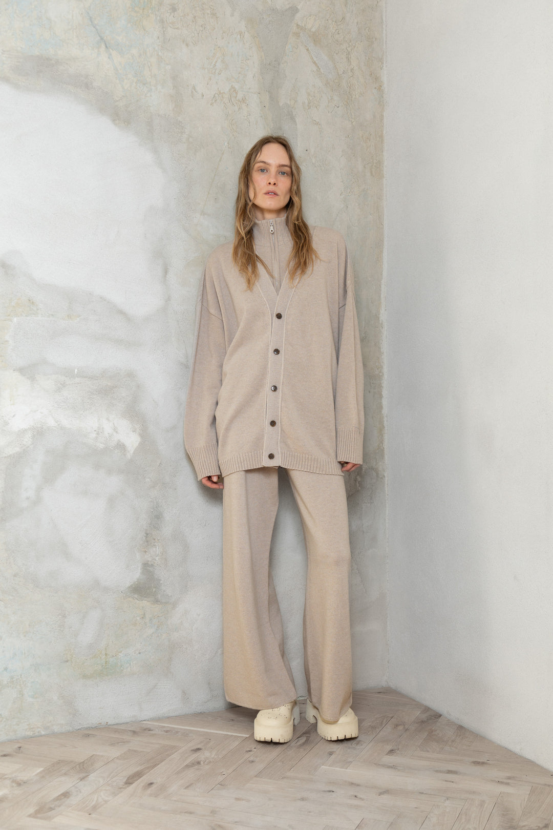 POWDER CASHMERE-MERINO WOOL TROUSERS