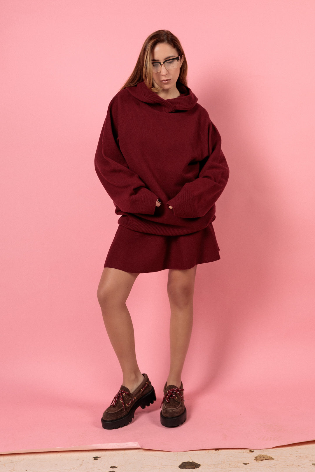 BURGUNDY LAMBSWOOL HOODIE