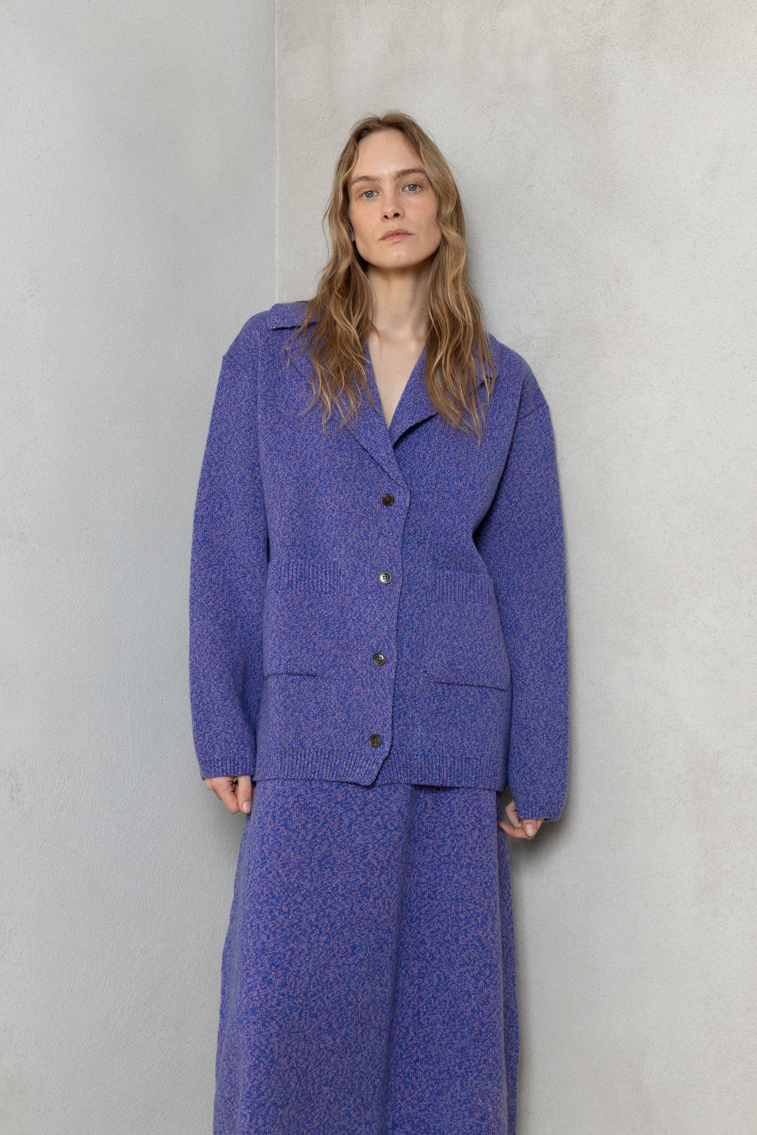 LILAC MELANGE CASHMERE-MERINO WOOL MAXI SKIRT