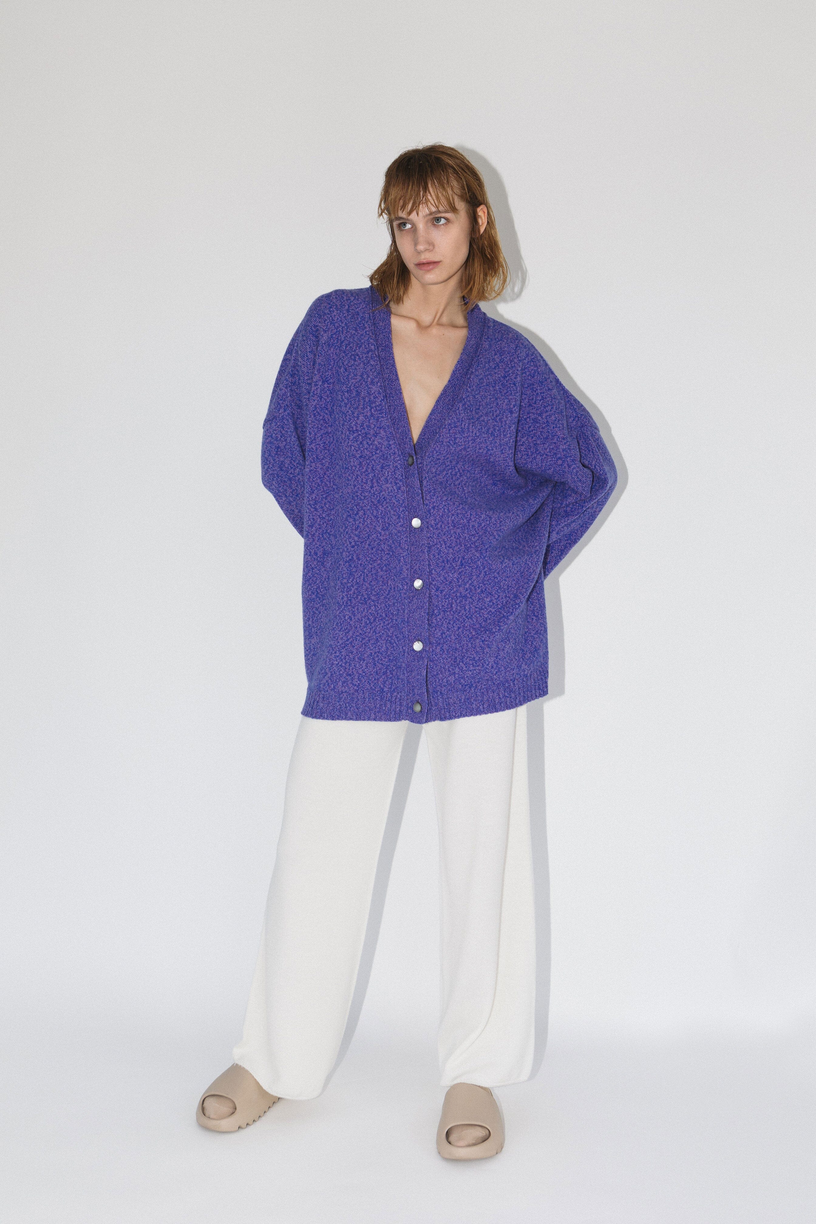LILAC CASHMERE-MERINO WOOL CARDIGAN for lovers and trees 