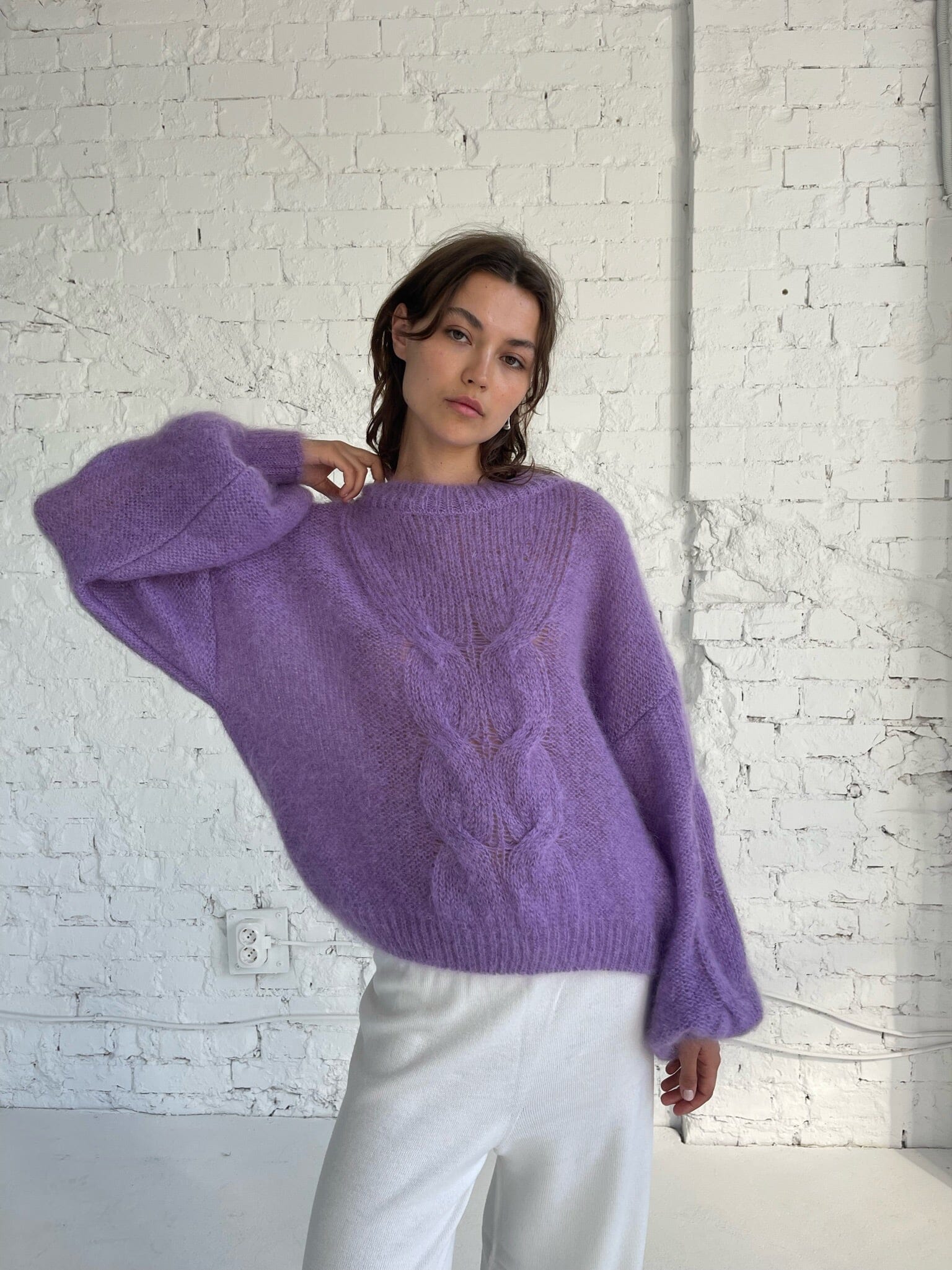 LILAC MOHAIR AND SILK SWEATER for lovers and trees ONE SIZE 