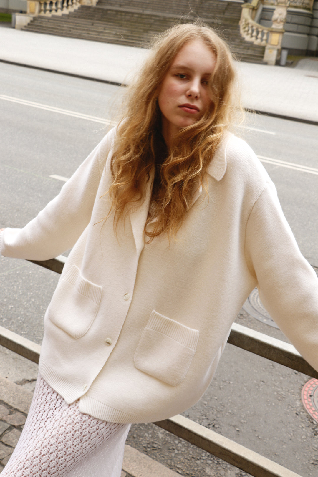 PEARL LAMBSWOOL JACKET CARDIGAN