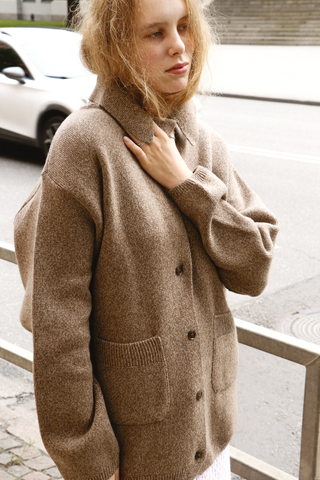 OAT MELANGE CASHMERE-MERINO WOOL JACKET CARDIGAN