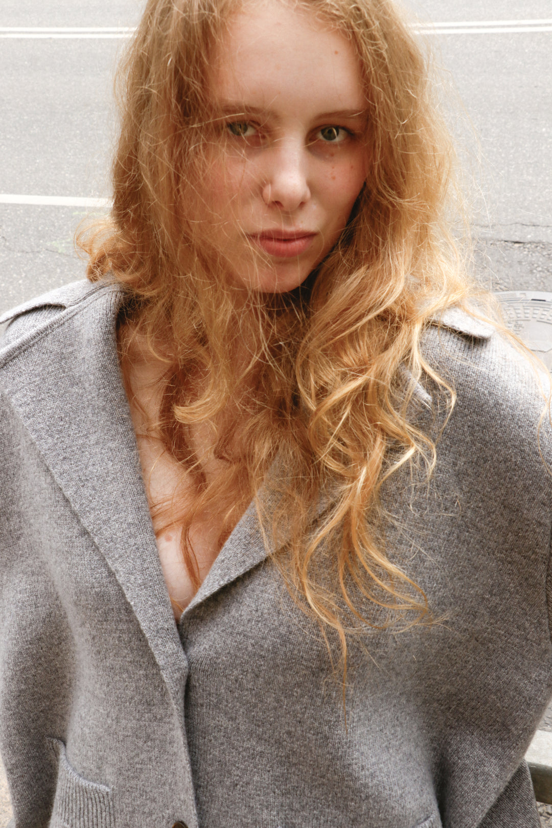 LIGHT GREY MELANGE CASHMERE-MERINO WOOL JACKET CARDIGAN