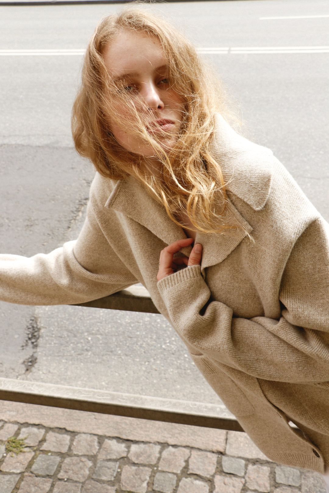VANILLA MELANGE CASHMERE-MERINO WOOL JACKET CARDIGAN