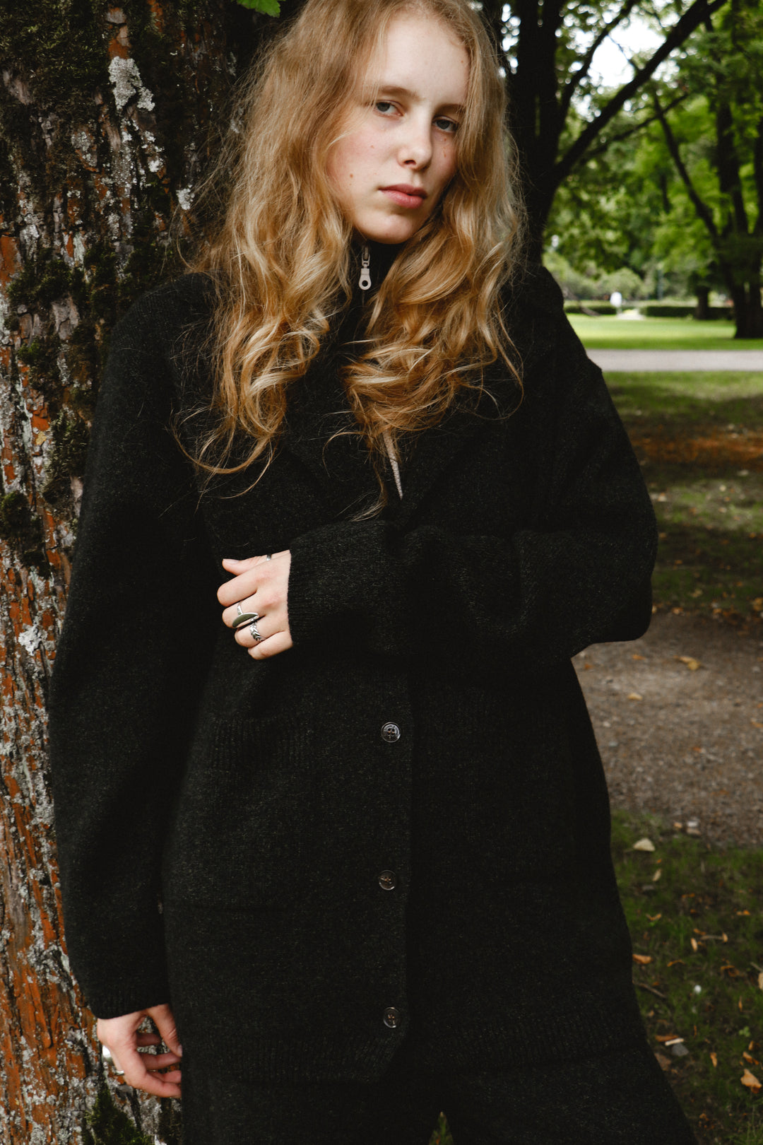 DARK GREY CASHMERE-MERINO WOOL JACKET CARDIGAN