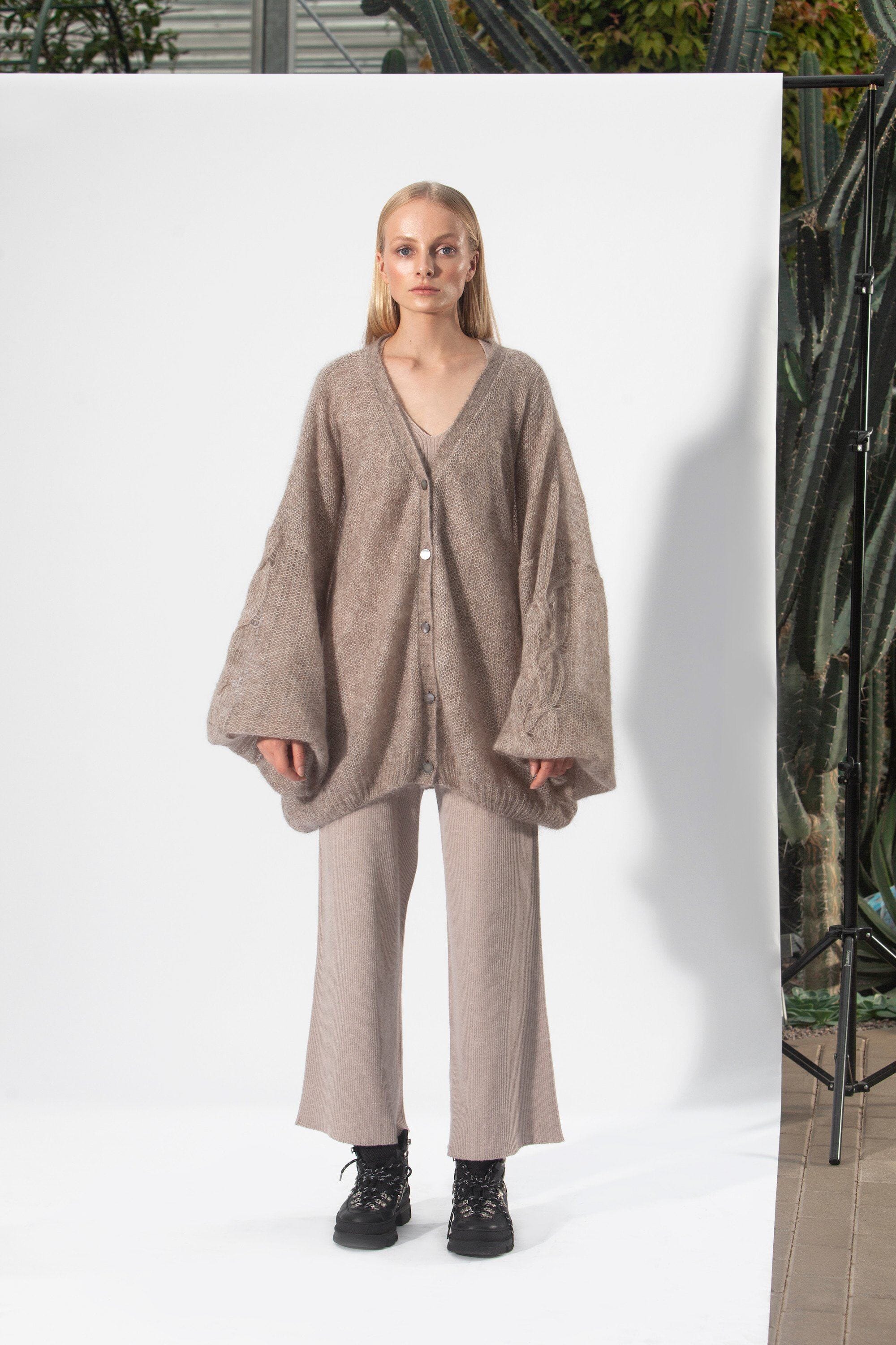PRE-ORDER CAPPUCCINO MOHAIR AND SILK CARDIGAN for lovers and trees ONE SIZE 