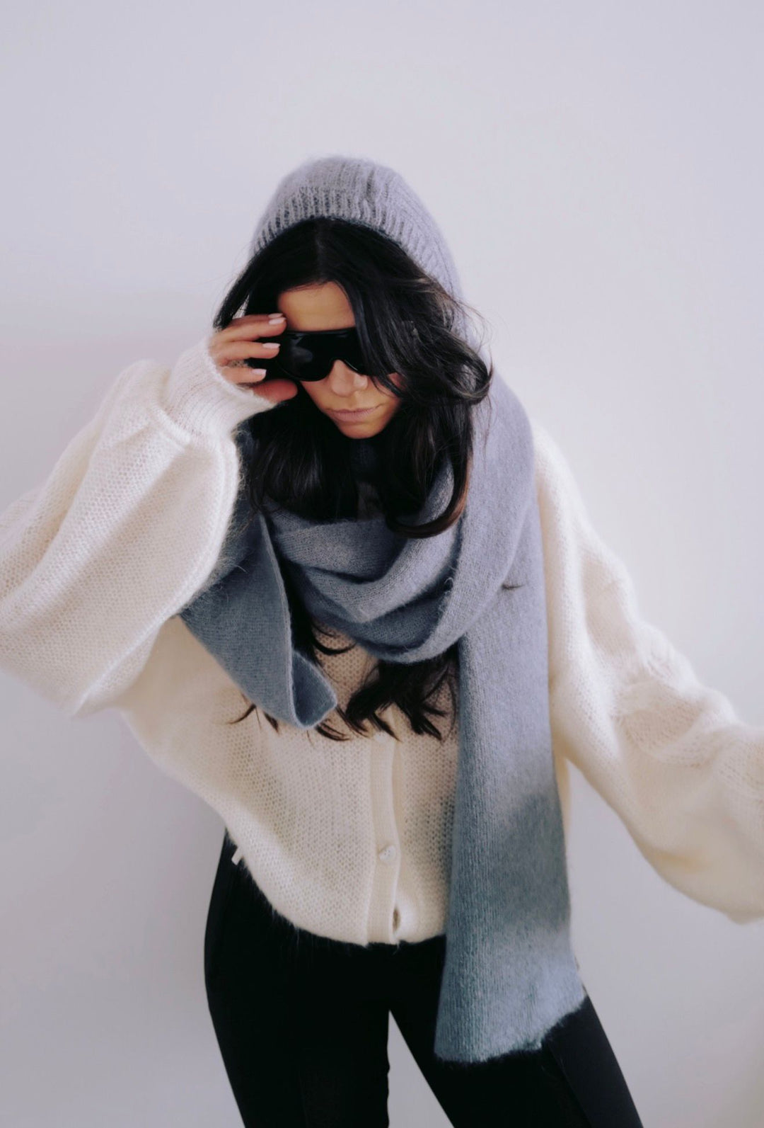 PIGEON BLUE MOHAIR AND SILK BALACLAVA