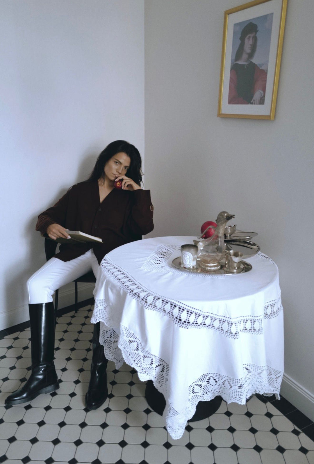 CHOCOLATE LAMBSWOOL CARDIGAN