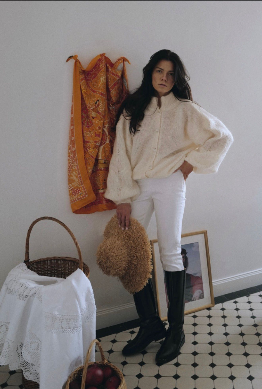 PEARL MOHAIR AND SILK BUTTON DOWN CARDIGAN