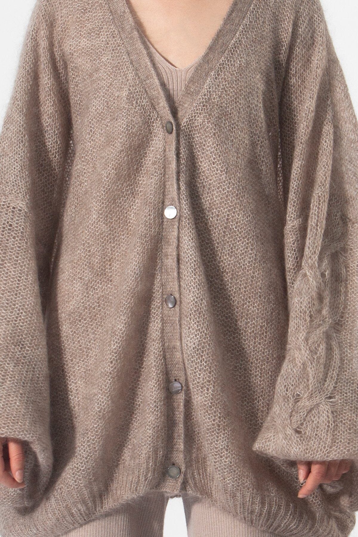 PRE-ORDER CAPPUCCINO MOHAIR AND SILK CARDIGAN for lovers and trees 