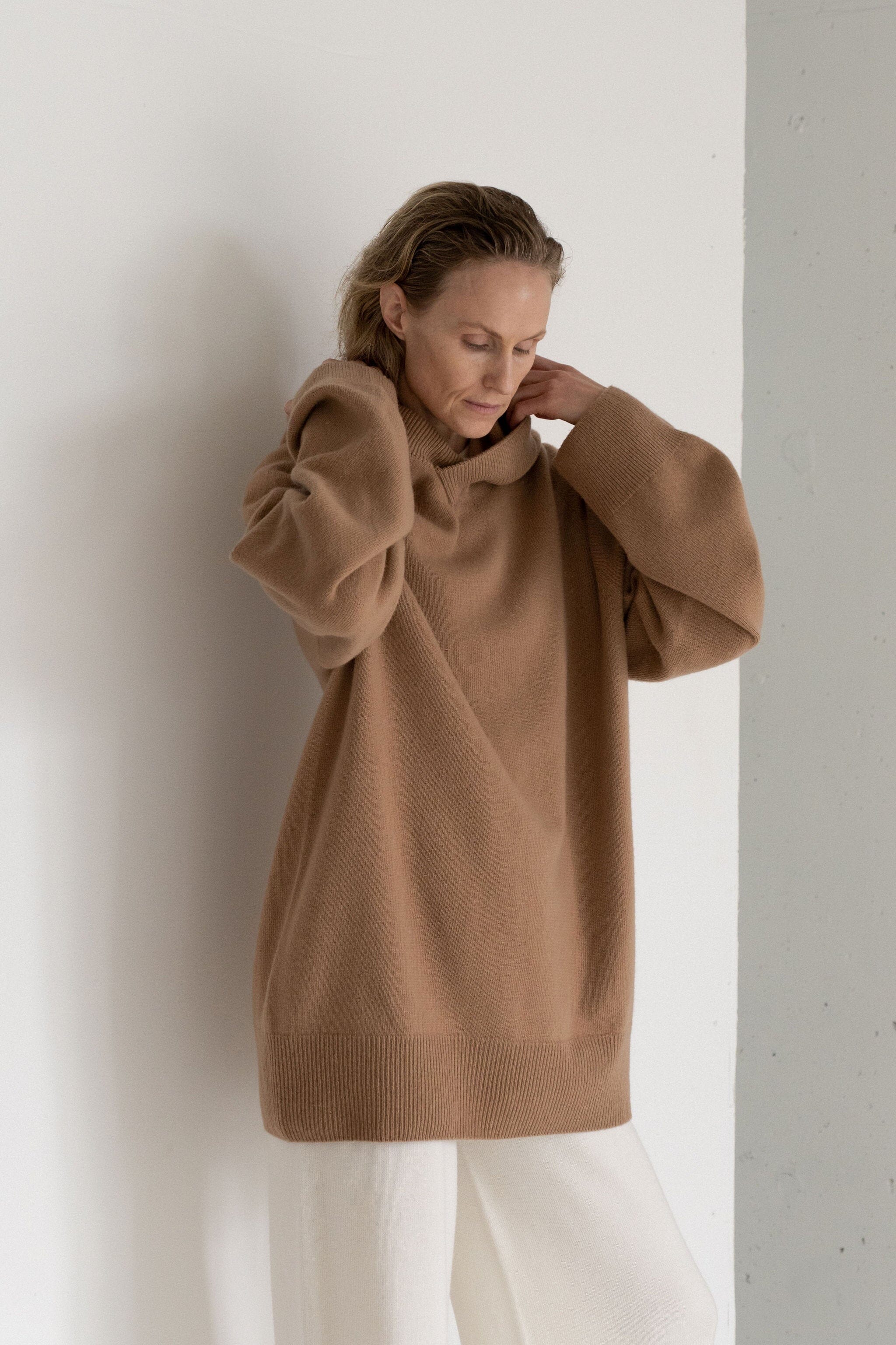 CAMEL CASHMERE-MERINO WOOL HOODIE for lovers and trees ONE SIZE 