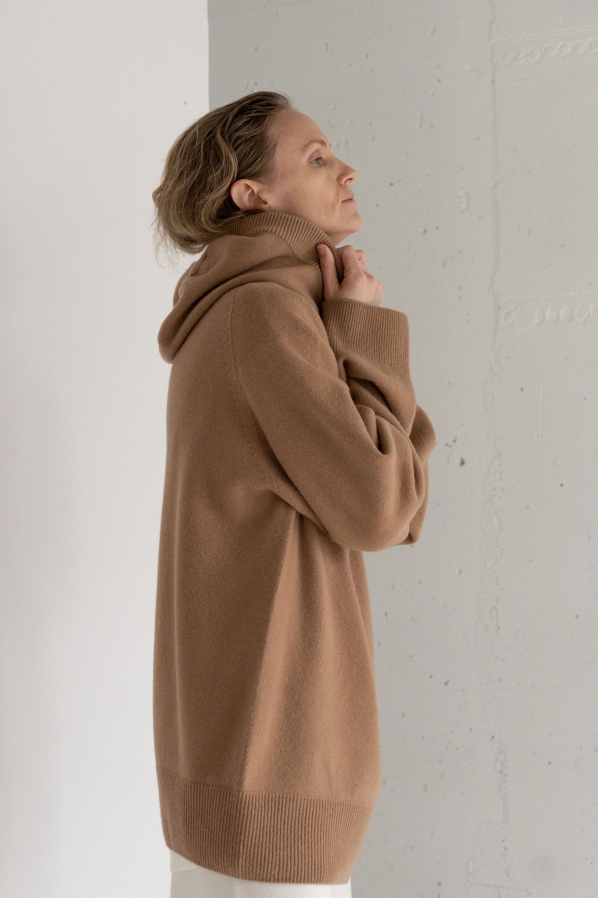 CAMEL CASHMERE-MERINO WOOL HOODIE for lovers and trees 