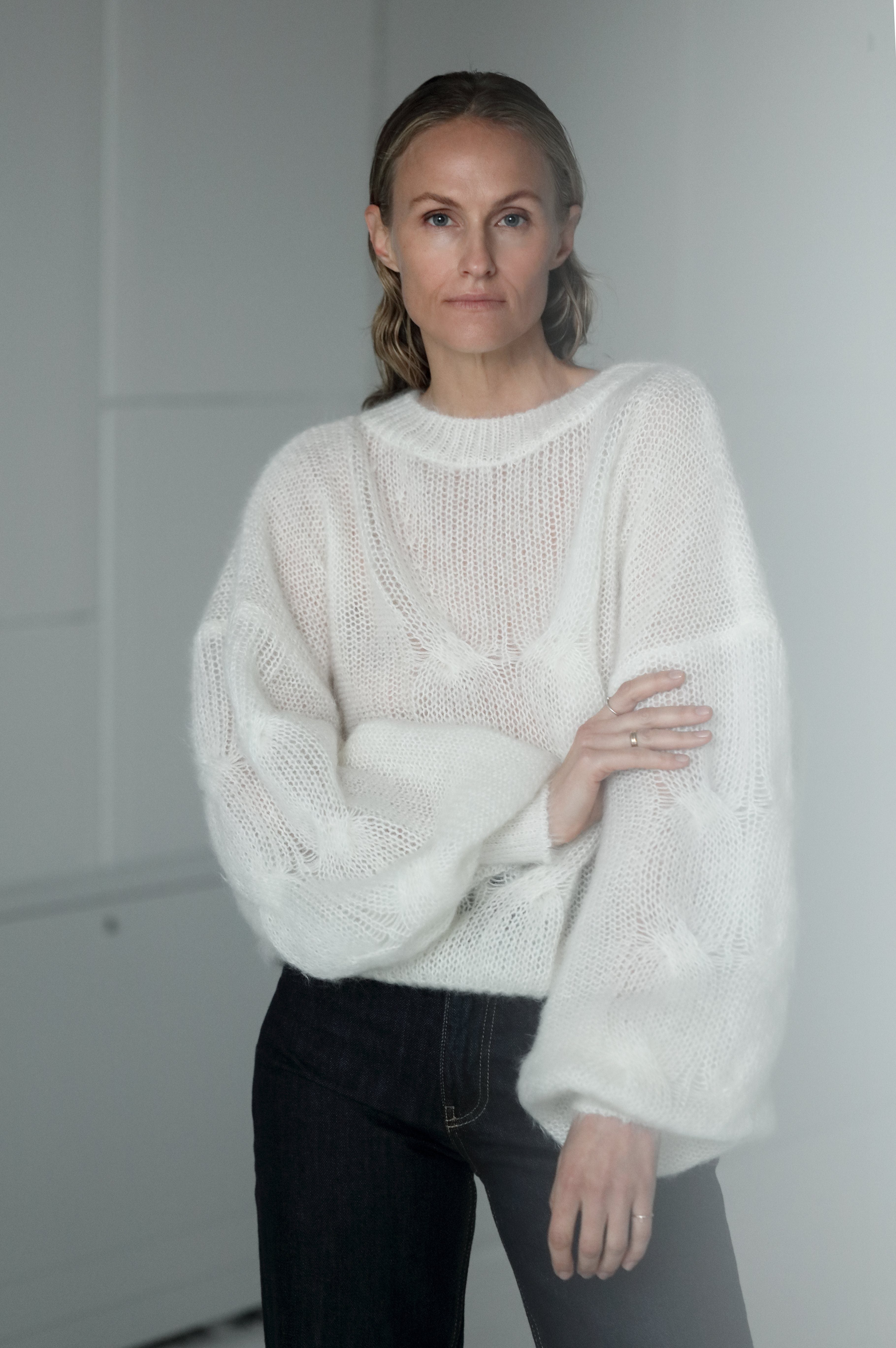 PEARL MOHAIR AND SILK SWEATER for lovers and trees ONE SIZE PEARL 