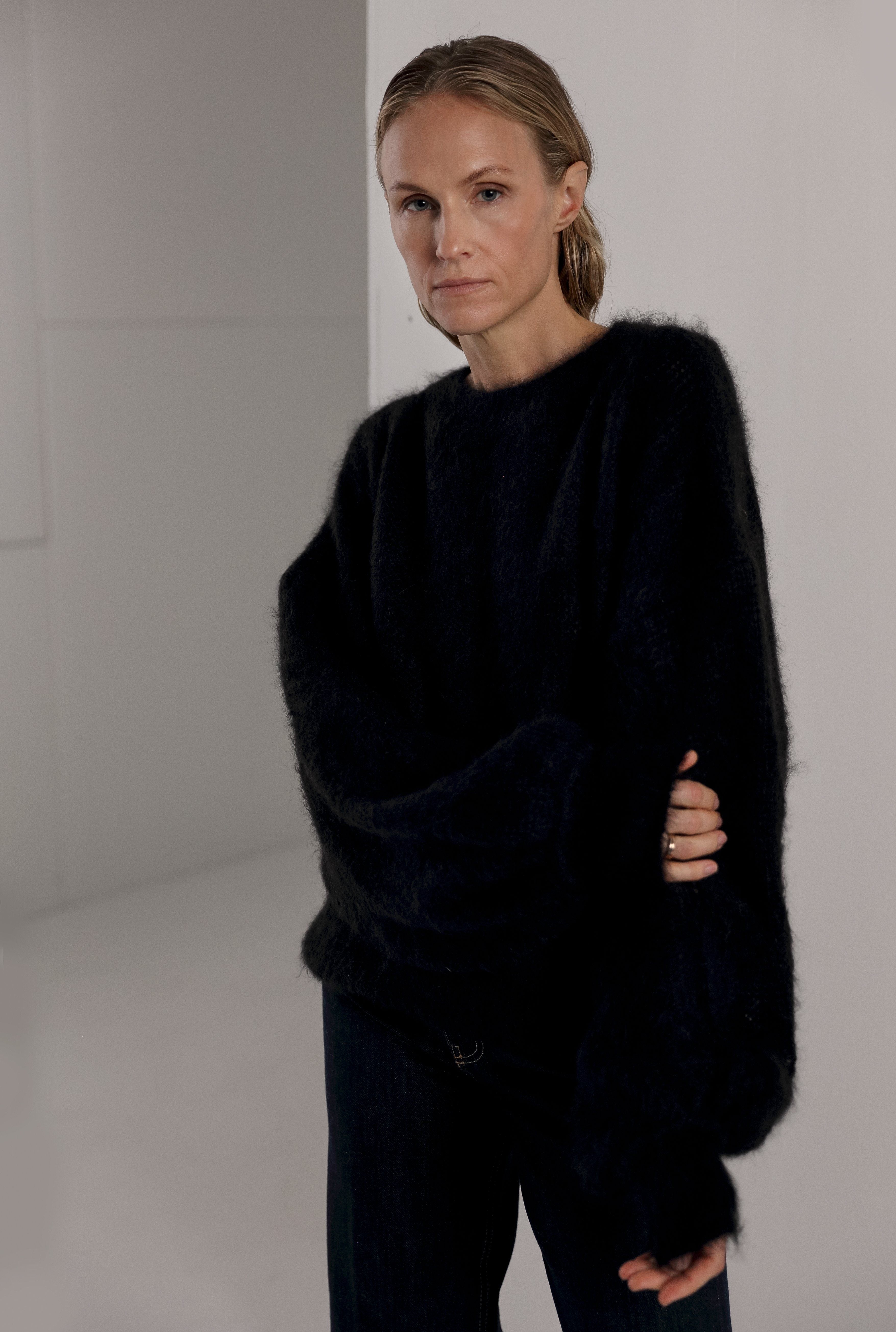 BLACK MOHAIR AND SILK SWEATER for lovers and trees 