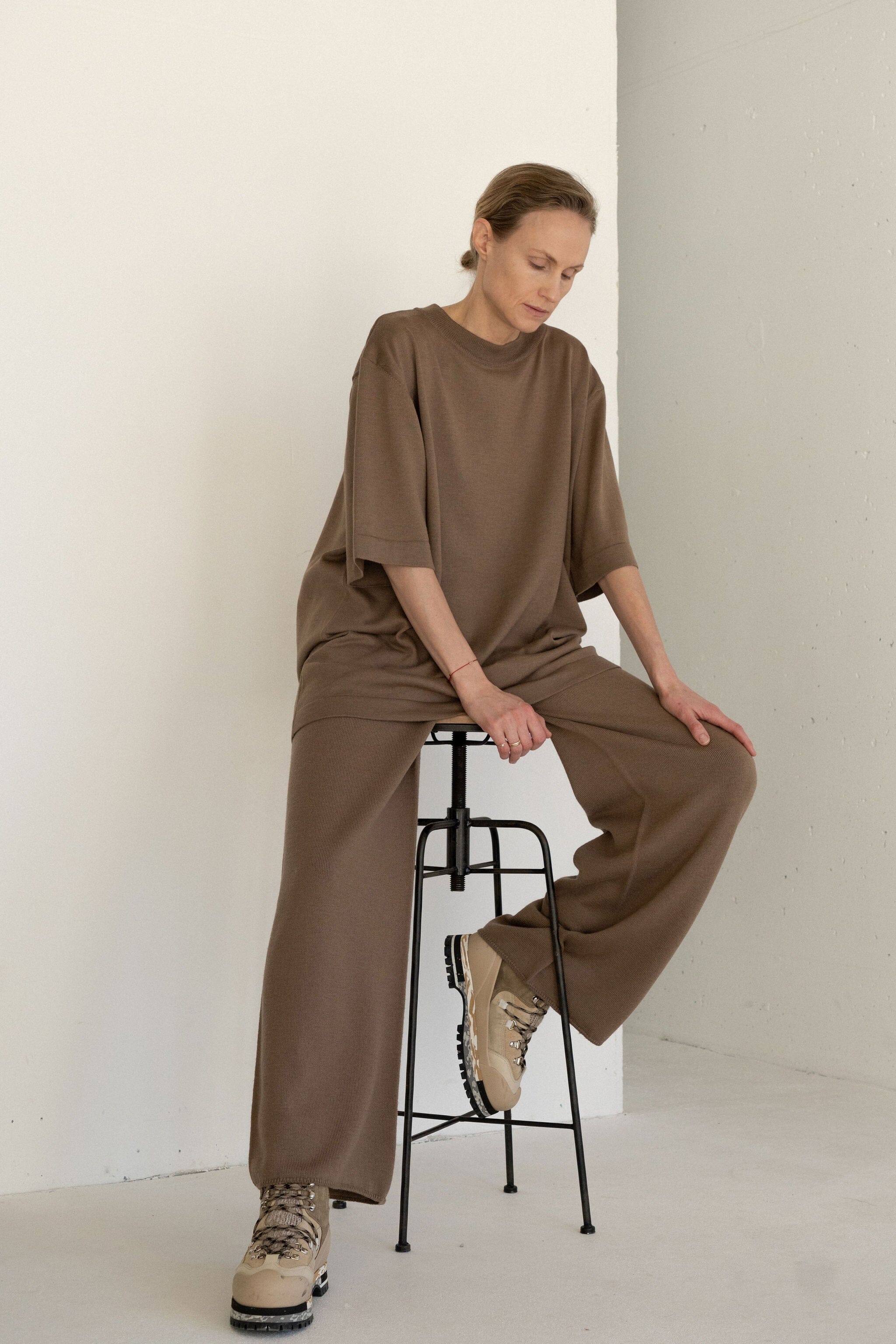 TRUFFLE EXTRA FINE MERINO WOOL T-SHIRT AND TROUSERS SET for lovers and trees 