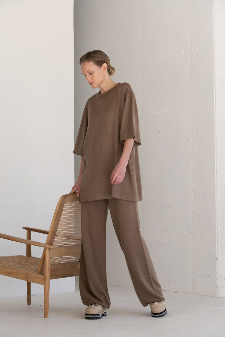 TRUFFLE EXTRA FINE MERINO WOOL T-SHIRT AND TROUSERS SET for lovers and trees 