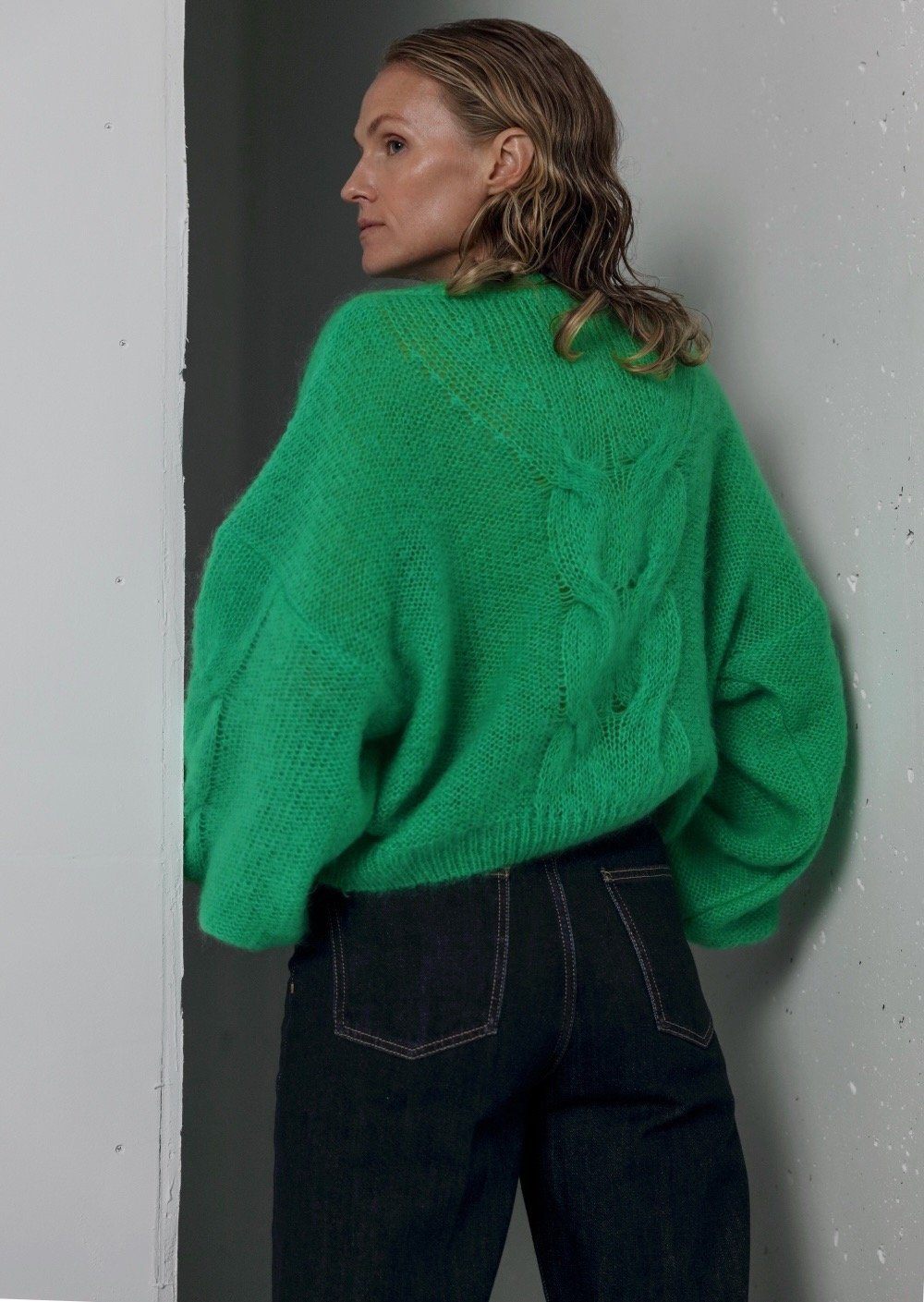 ELECTRIC GREEN MOHAIR AND SILK SWEATER for lovers and trees 