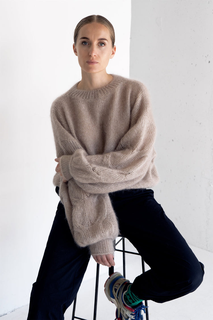 SAND MOHAIR AND SILK SWEATER for lovers and trees ONE SIZE SAND 