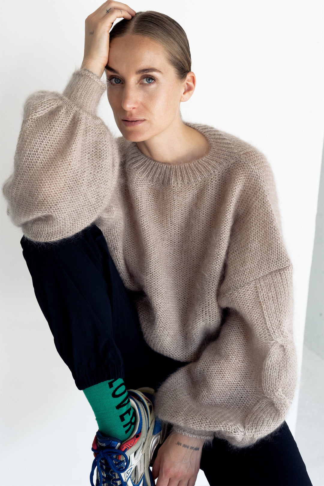 SAND MOHAIR AND SILK SWEATER for lovers and trees 