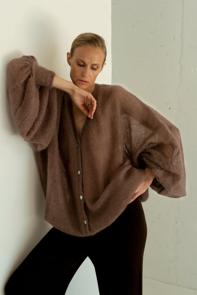 COCOA MOHAIR AND SILK CARDIGAN for lovers and trees 