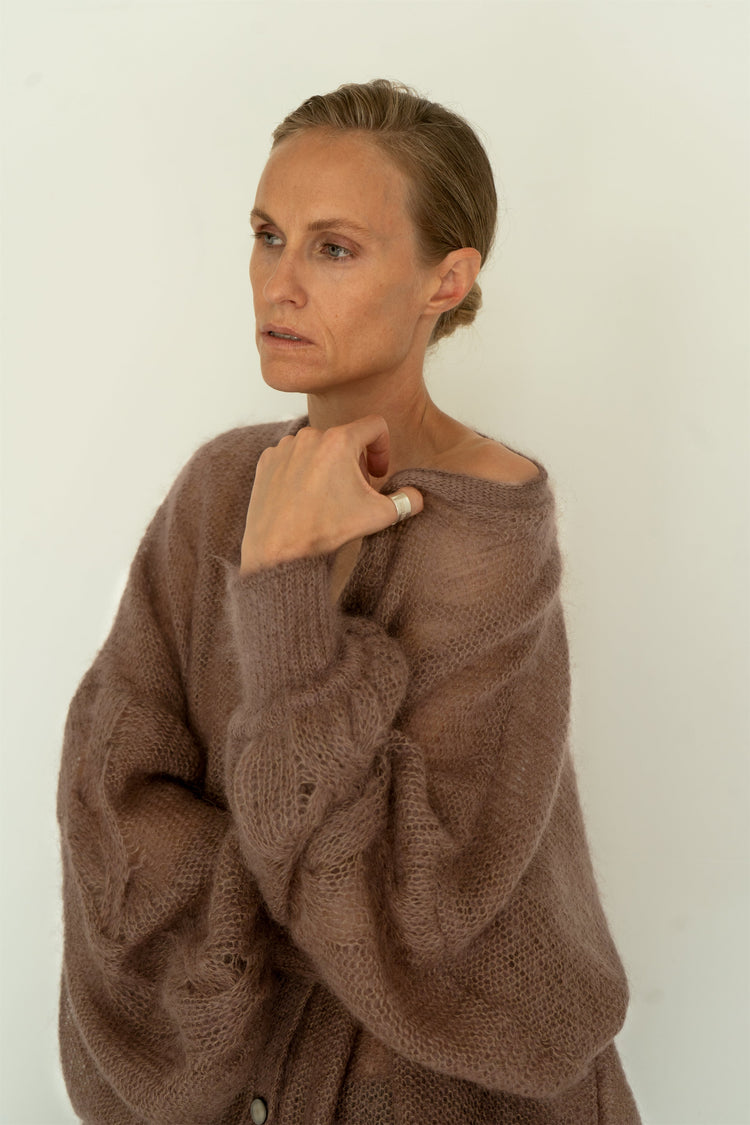 COCOA MOHAIR AND SILK CARDIGAN for lovers and trees 