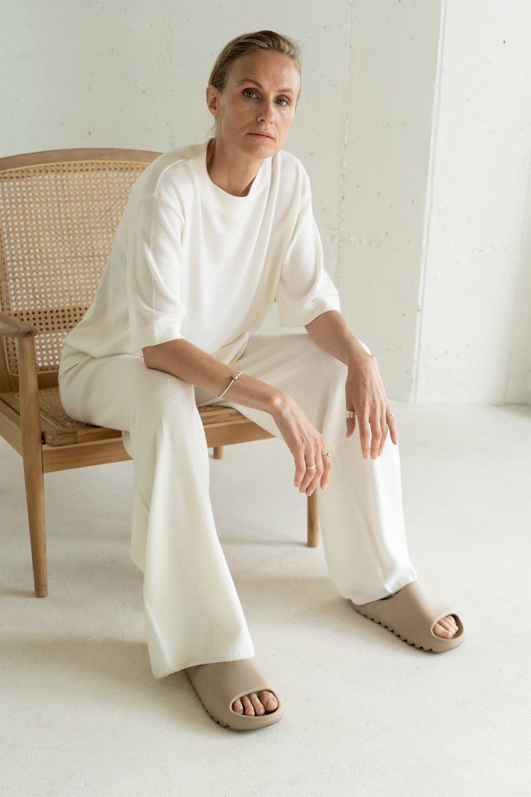 PEARL EXTRA FINE MERINO WOOL T-SHIRT for lovers and trees 